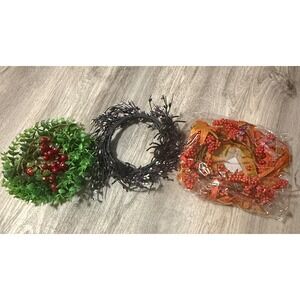 Seasonal Mini Wreath Bundle Halloween Spider Autumn Maple Christmas Berry 8in